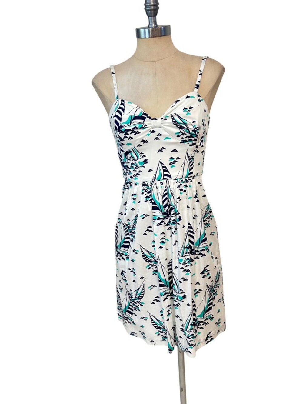 Vineyard Vines White Sailboat Print Sundress Size 2 100% Cotton
